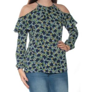 NWOT Michael Kors Navy Floral Cold Shoulder Top